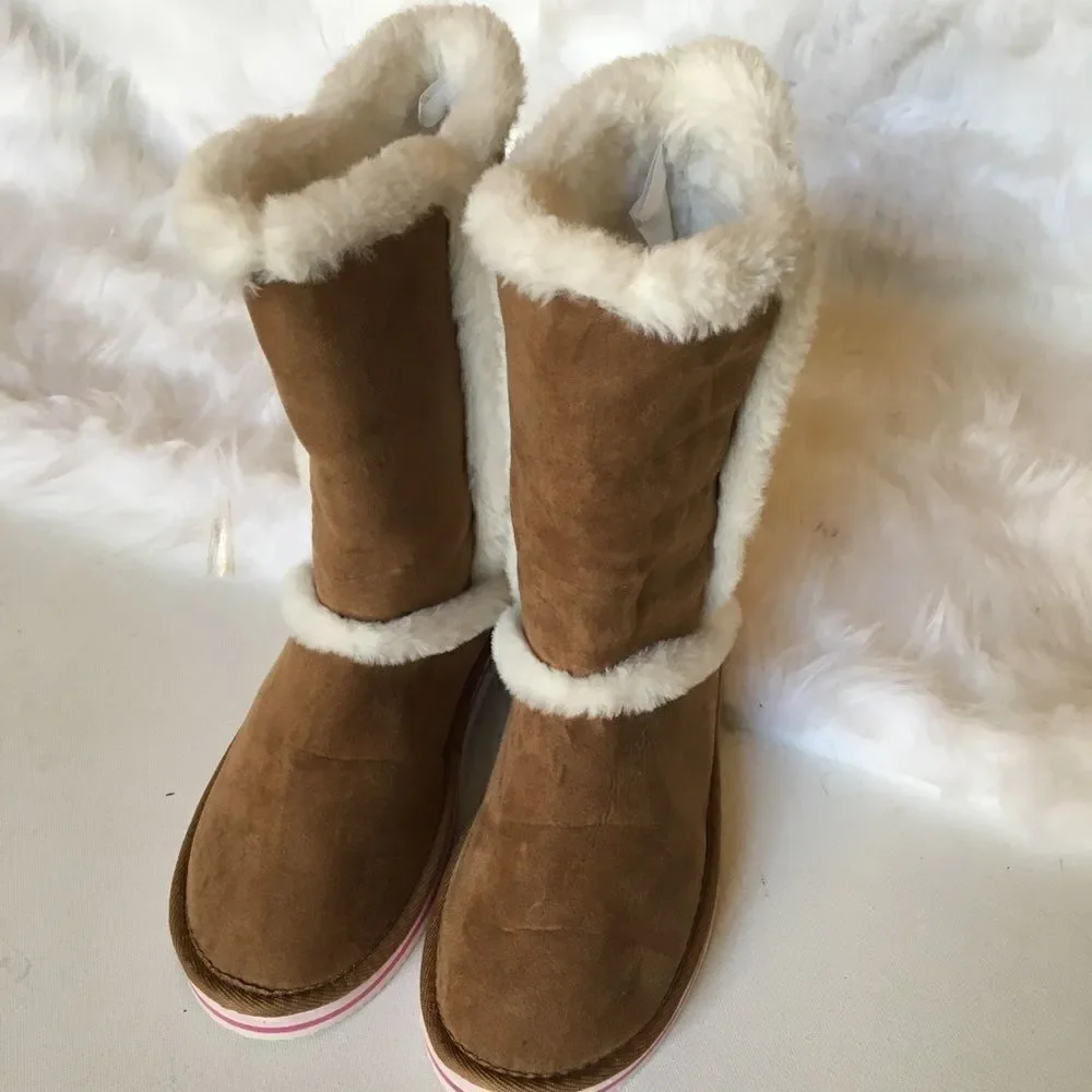 COPY - Old Navy girl tall boots faux suede tan ize 5